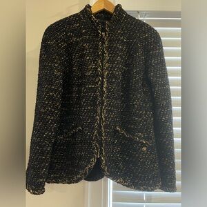Chanel Tweed Black/Gold Jacket Size 42